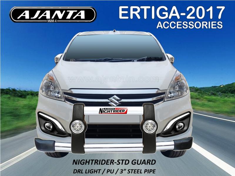 MARUTI ERTIGA 2017 FRONT PU GUARD-WITH LIGHT-BUMPER GUARD AJANTA-LATEST GUARD.