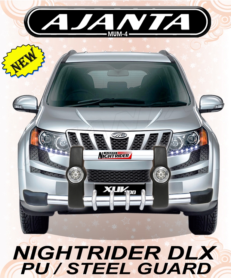 XUV 500 PU STEEL DRL LED LIGHT GUARD NIGHTRIDER DLX FRONT GUARD. AJANTA-RAKESH.