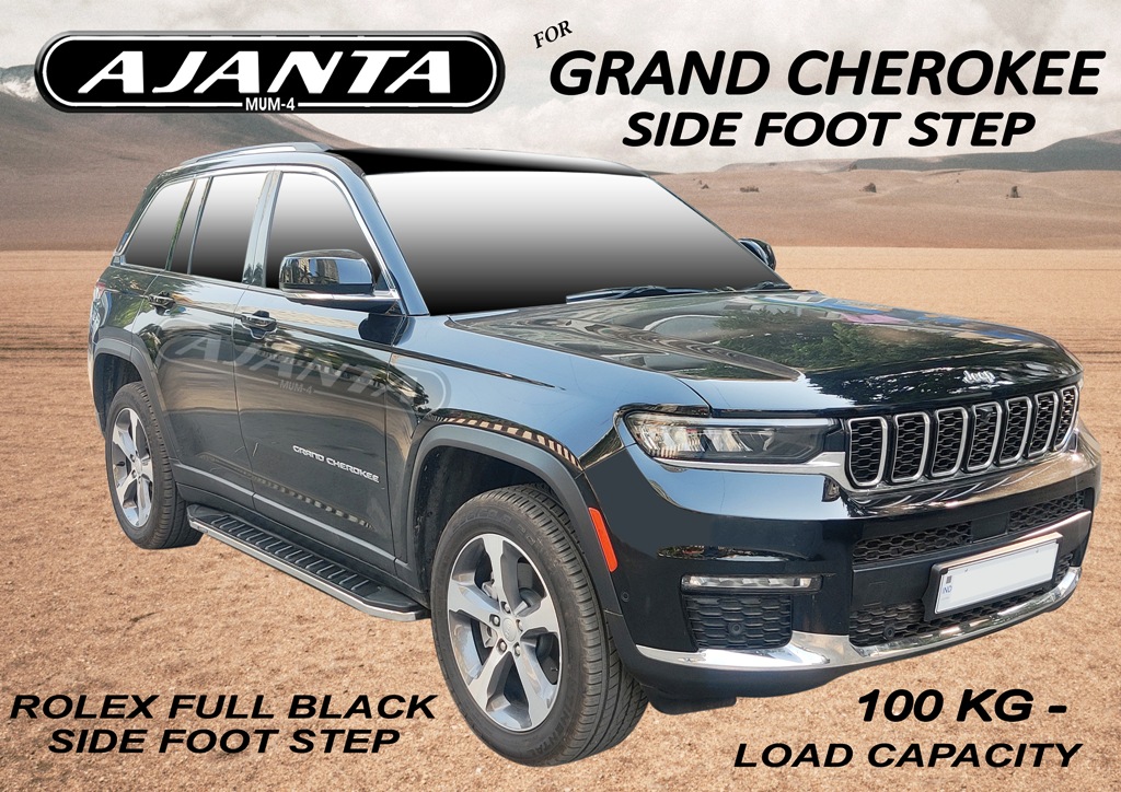 jeep grand cherokee side step - 2024 - jeep grand cherokee door foot step steel finish - matt black finish - Ajanta